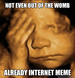 Not even out of the womb already internet meme  