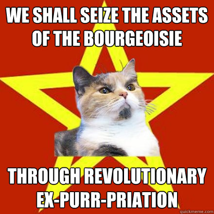 we shall seize the assets  of the bourgeoisie through revolutionary ex-purr-priation - we shall seize the assets  of the bourgeoisie through revolutionary ex-purr-priation  Lenin Cat