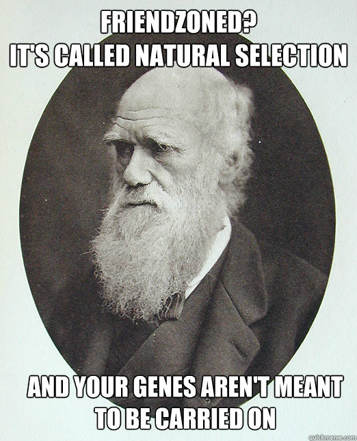 Friendzoned?
it's called natural selection And your genes aren't meant to be carried on  Charles Darwin