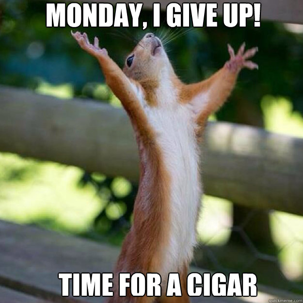 monday, I give up! time for a cigar - monday, I give up! time for a cigar  Monday is finally over