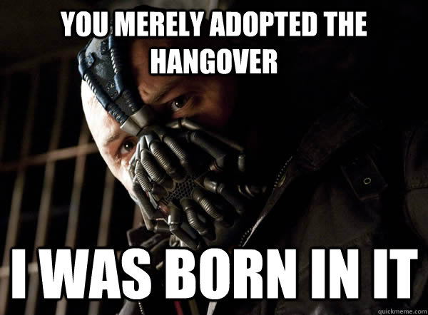 You merely adopted the hangover I was born in it  