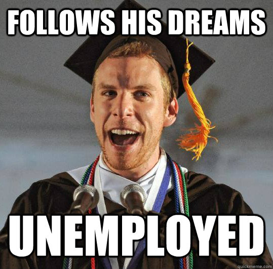 Follows His Dreams Unemployed  