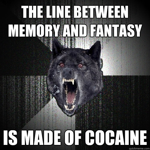 the line between memory and fantasy is made of cocaine  Insanity Wolf