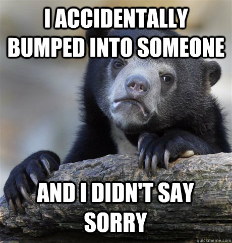 I accidentally bumped into someone and i didn't say sorry - I accidentally bumped into someone and i didn't say sorry  Confession Bear