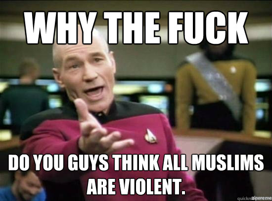 Why the fuck Do you guys think all muslims are violent.  Annoyed Picard HD
