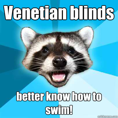 Venetian blinds better know how to swim!  Lame Pun Coon