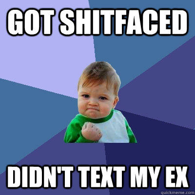 got shitfaced didn't text my ex  Success Kid