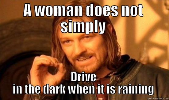 A WOMAN DOES NOT SIMPLY DRIVE IN THE DARK WHEN IT IS RAINING Boromir
