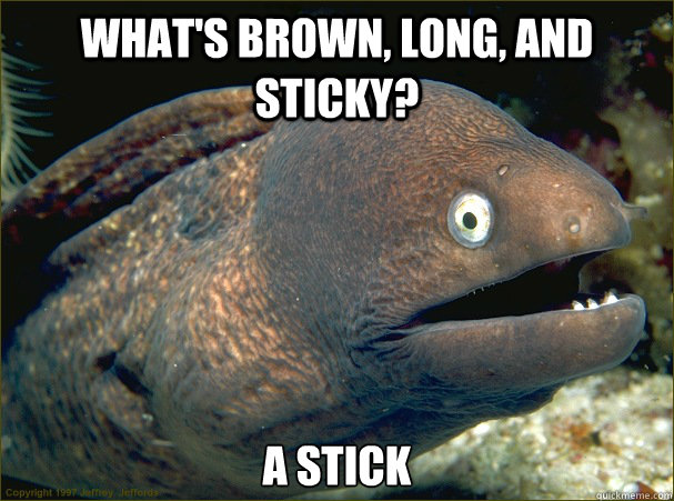 what's brown, long, and sticky? a stick - what's brown, long, and sticky? a stick  Bad Joke Eel