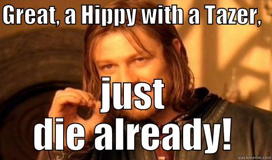 GREAT, A HIPPY WITH A TAZER,   JUST DIE ALREADY! Boromir