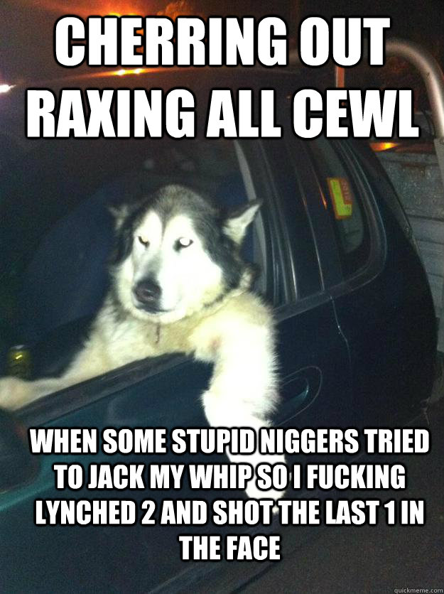 cherring out raxing all cewl when some stupid niggers tried to jack my ... wife image cherring out raxing all cewl when some stupid niggers tried to jack my ... image