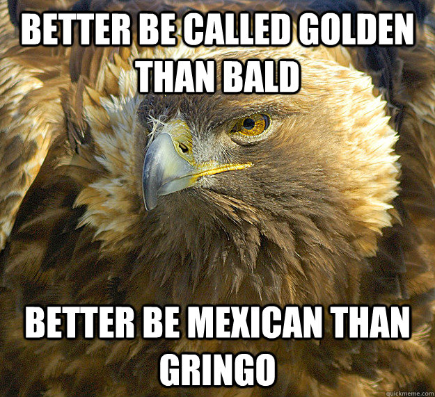 better be called golden than bald better be mexican than gringo  