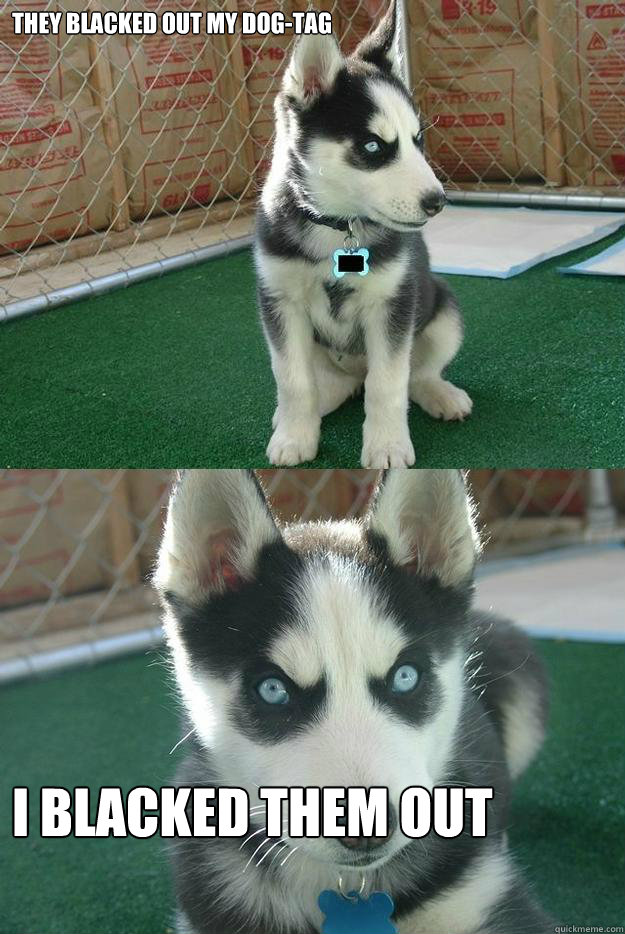 They blacked out my dog-tag I blacked them out  Insanity puppy