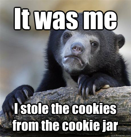 It was me I stole the cookies from the cookie jar - It was me I stole the cookies from the cookie jar  Confession Bear