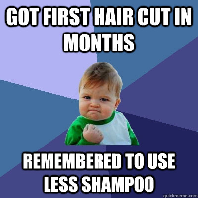 Got first hair cut in months remembered to use less shampoo  Success Kid