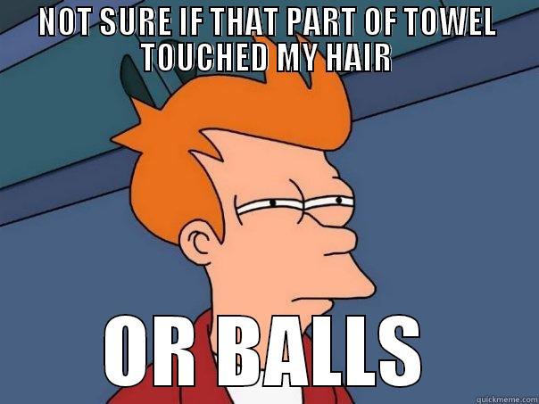 NOT SURE IF THAT PART OF TOWEL TOUCHED MY HAIR OR BALLS Futurama Fry