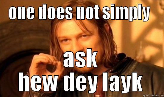 ONE DOES NOT SIMPLY  ASK HEW DEY LAYK Boromir