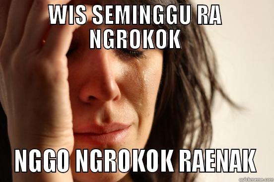 WIS SEMINGGU RA NGROKOK NGGO NGROKOK RAENAK First World Problems