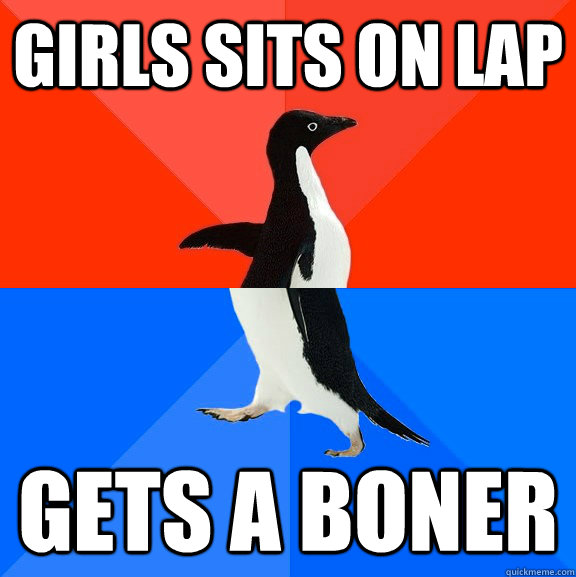Girls sits on lap Gets a boner  Socially Awesome Awkward Penguin