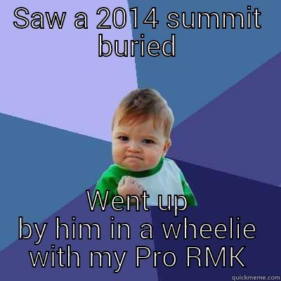 SAW A 2014 SUMMIT BURIED WENT UP BY HIM IN A WHEELIE WITH MY PRO RMK Success Kid