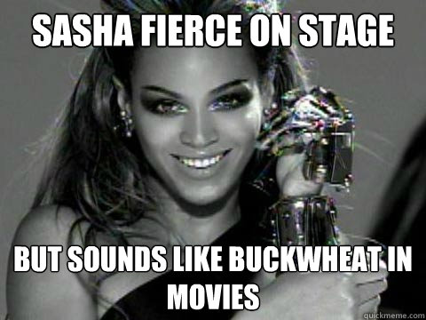 sasha fierce on stage but sounds like buckwheat in movies - sasha fierce on stage but sounds like buckwheat in movies  Beyonce in a Binder