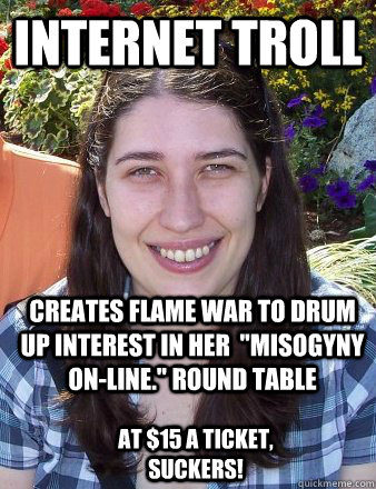 Internet Troll Creates flame war to drum up interest in her  