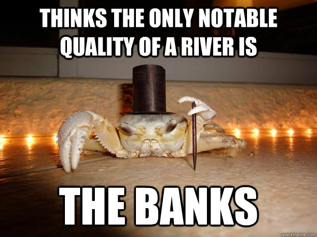 thinks the only notable quality of a river is the banks - thinks the only notable quality of a river is the banks  Fancy Crab