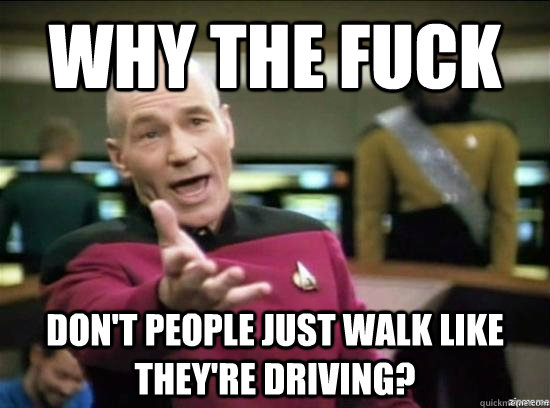 WHY THE FUCK DON'T PEOPLE JUST WALK LIKE THEY'RE DRIVING? - WHY THE FUCK DON'T PEOPLE JUST WALK LIKE THEY'RE DRIVING?  Annoyed Picard HD