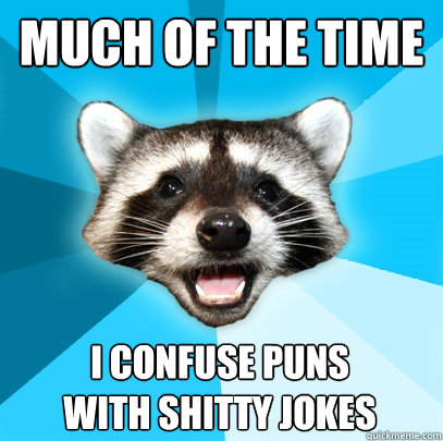 MUCH OF THE TIME I CONFUSE PUNS WITH SHITTY JOKES  Lame Pun Coon