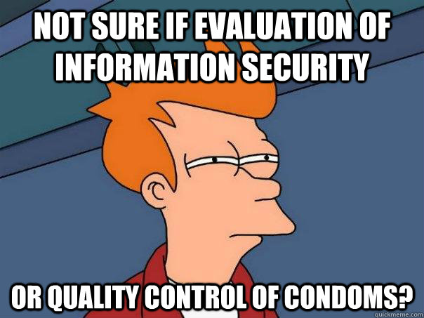 Not sure if evaluation of information security or quality control of condoms? - Not sure if evaluation of information security or quality control of condoms?  Futurama Fry