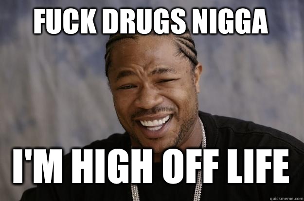 FUCK DRUGS NIGGA I'M HIGH OFF LIFE  Xzibit meme