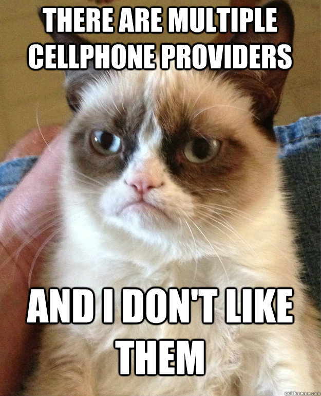 There are multiple cellphone providers and i don't like them - There are multiple cellphone providers and i don't like them  Grumpy Cat