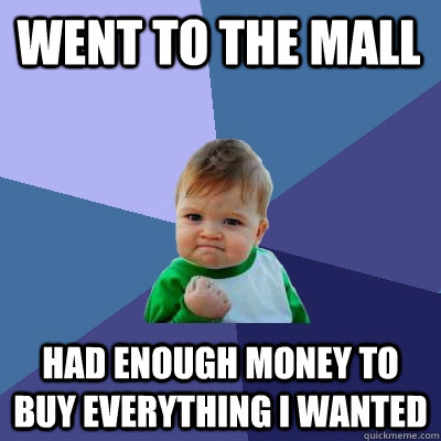 Went to the mall Had enough money to buy everything I wanted - Went to the mall Had enough money to buy everything I wanted  Success Kid