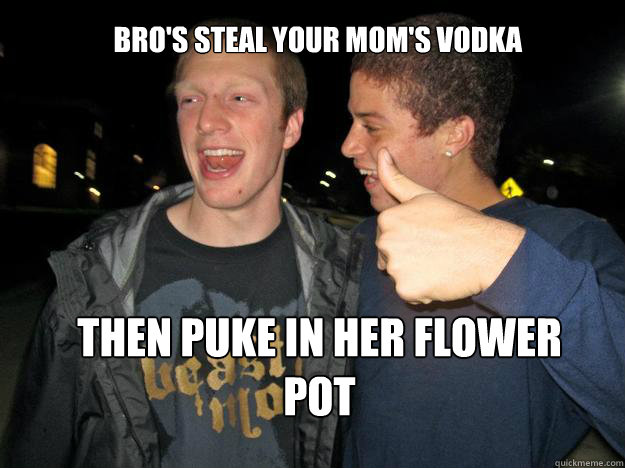 Bro's Steal your mom's Vodka Then Puke in her Flower pot  JUST DO IT