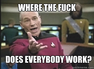 Where the fuck Does everybody Work?  Annoyed Picard