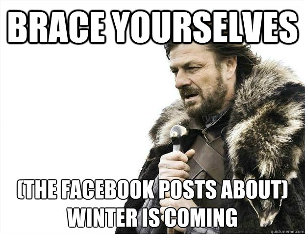 Brace yourselves (The facebook posts about) 
winter is coming  Brace Yourselves - Borimir