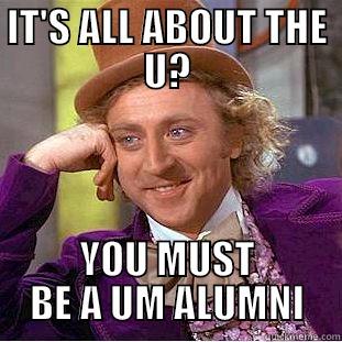 IT'S ALL ABOUT THE U? YOU MUST BE A UM ALUMNI Condescending Wonka