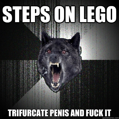 Steps on lego trifurcate penis and fuck it  Insanity Wolf