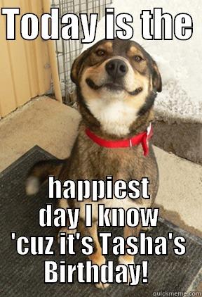 Grinnin' Dog 2 - TODAY IS THE  HAPPIEST DAY I KNOW 'CUZ IT'S TASHA'S BIRTHDAY!  Good Dog Greg
