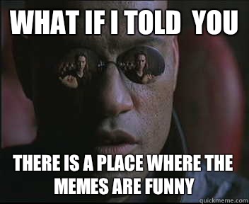 What if I told  you there is a place where the Memes are funny  Morpheus SC