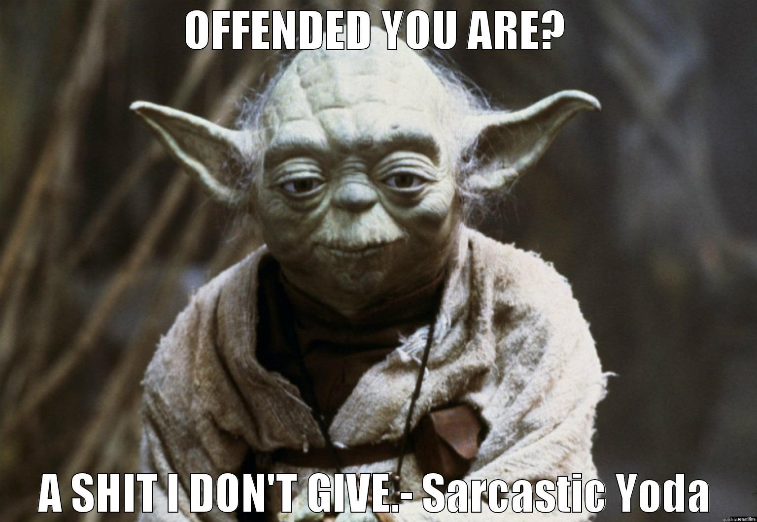 OFFENDED YOU ARE? A SHIT I DON'T GIVE.- SARCASTIC YODA Misc