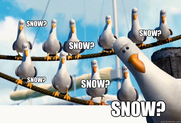 SNOw? snow? snow? snow? snow? snow?  Finding Nemo Mine Seagulls