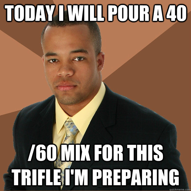 Today I will pour a 40 /60 mix for this trifle I'm preparing  Successful Black Man