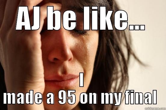 AJ BE LIKE... I MADE A 95 ON MY FINAL  First World Problems