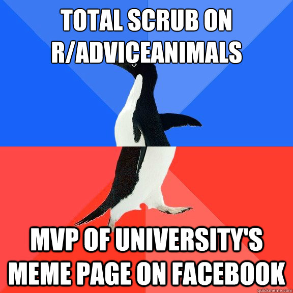 Total scrub on r/adviceanimals MVP of university's meme page on facebook  Socially Awkward Awesome Penguin