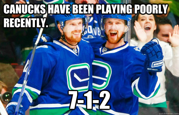 Canucks have been playing poorly recently. 7-1-2 - Canucks have been playing poorly recently. 7-1-2  Misc