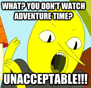 WHAT? You DOn't Watch Adventure Time? UNACCEPTABLE!!!  