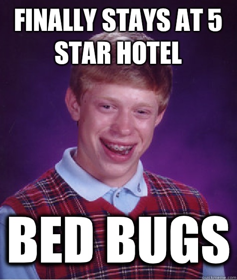 Finally stays at 5 star hotel Bed bugs - Finally stays at 5 star hotel Bed bugs  Bad Luck Brian