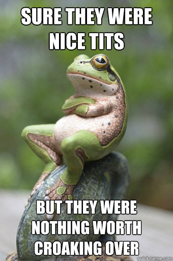 sure they were nice tits but they were nothing worth croaking over  Unimpressed Frog