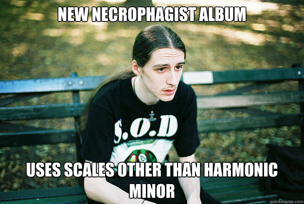 new necrophagist album uses scales other than harmonic minor  First World Metal Problems